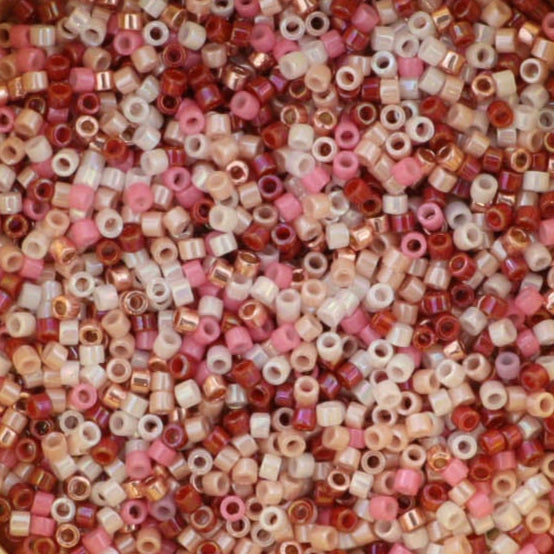 Blandede glasperler, miyuki delica 11/0 - Pink Pantheress mix Krea