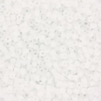 Hvide glasperler, miyuki delica beads, matte ab white Krea