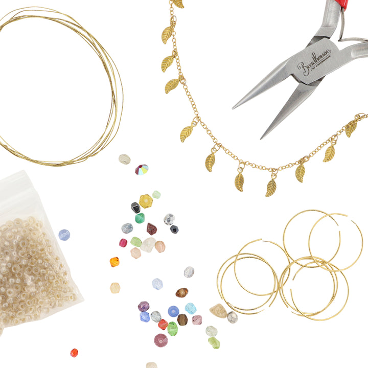 Find Diy kit, øreringe kit med perlemix og kæde, forgyldt messing hos Beadhouse of Copenhagen i dag, med en altid hurtig levering!