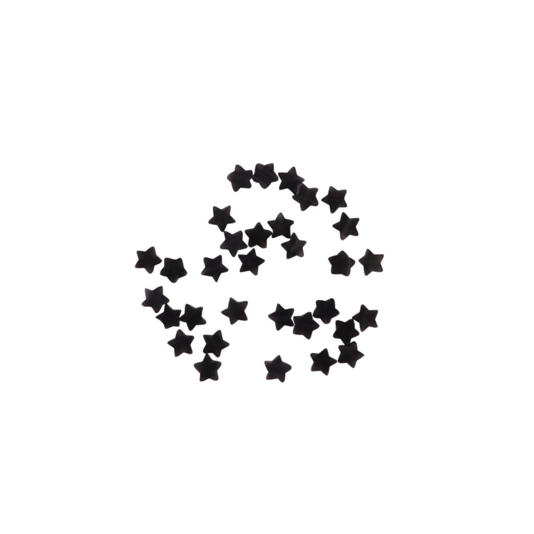 Glasfiberperler, stjerner, sort, 6x2,5 mm, 10 stk