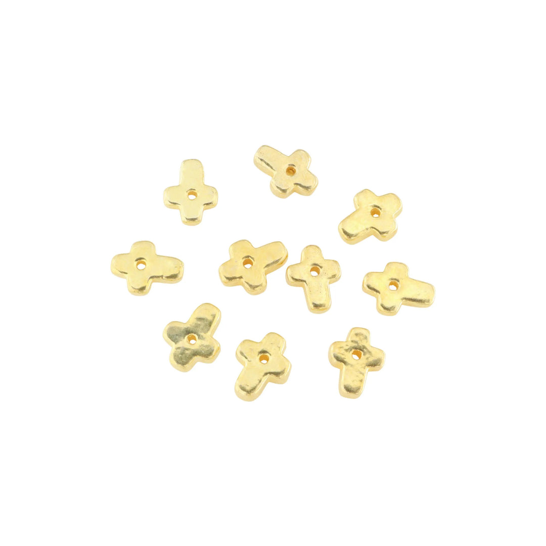 Vedhæng, chunky kors, forgyldt messing, 13x10 mm. storkøb BOC