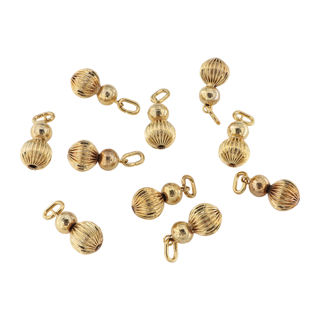 Find Vedhæng, glat og rillet kugle, forgyldt messing, 28x14 mm. hos Beadhouse of Copenhagen i dag, med en altid hurtig levering!