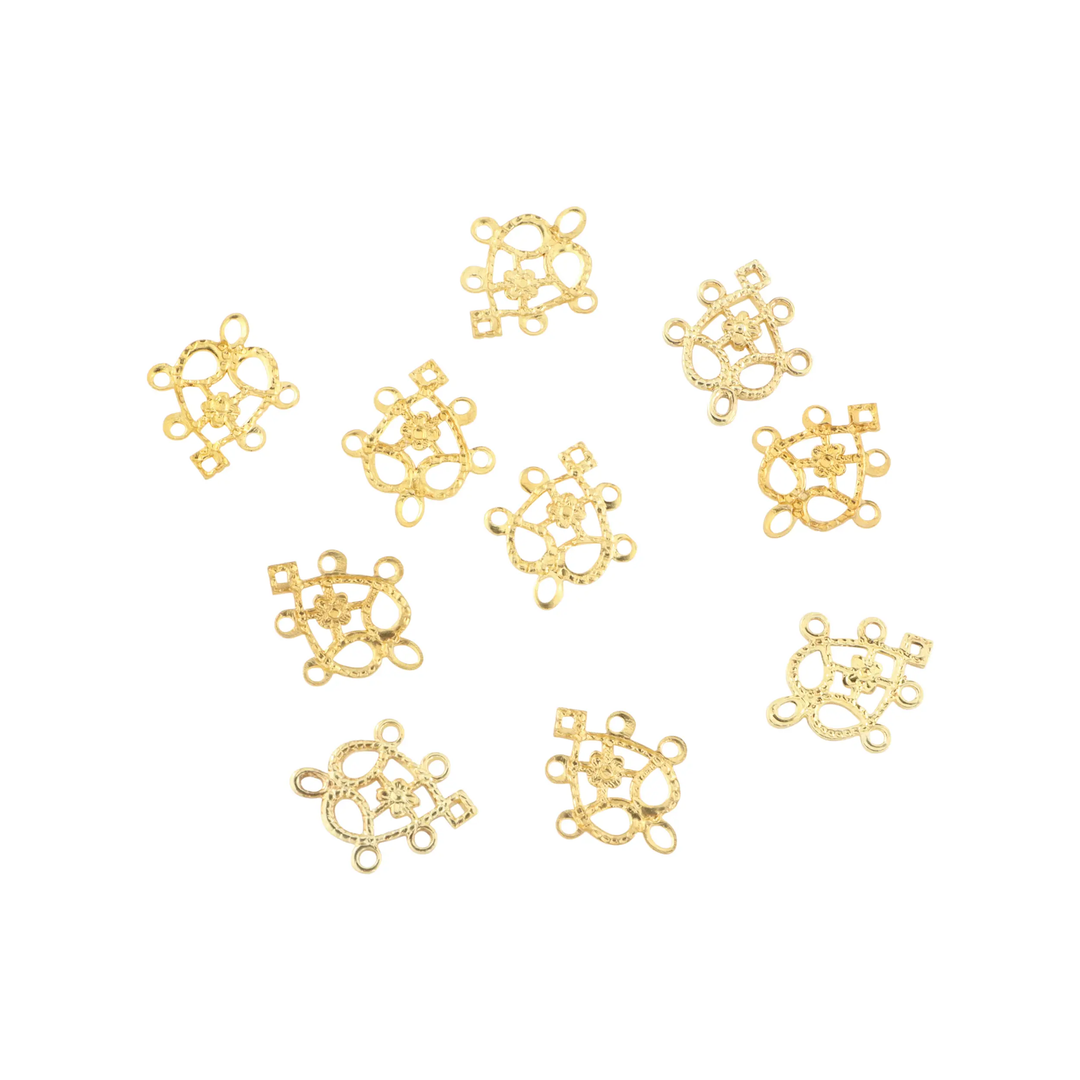 Vedhæng, filigran hjerte, forgyldt messing, 14x12 mm. storkøb BOC