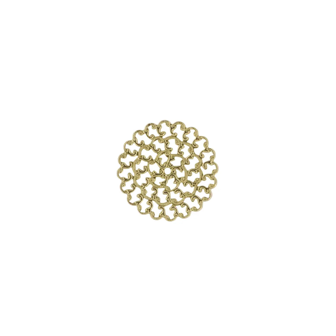 Vedhæng, filigran, cirkel, forgyldt messing, 35x35mm 