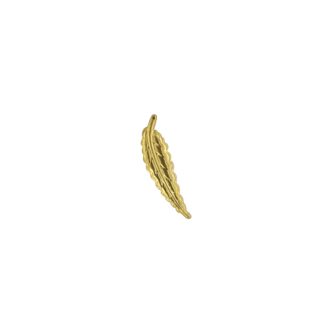 Anhänger, filigran, Blatt, vergoldetes Messing, 46x12mm 