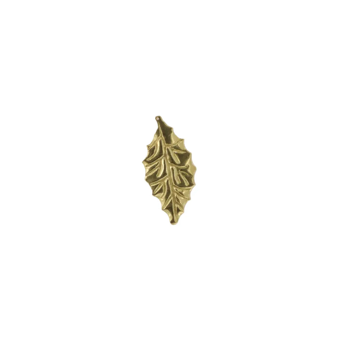 Anhänger, filigran, Blatt, vergoldetes Messing, 39x19mm 