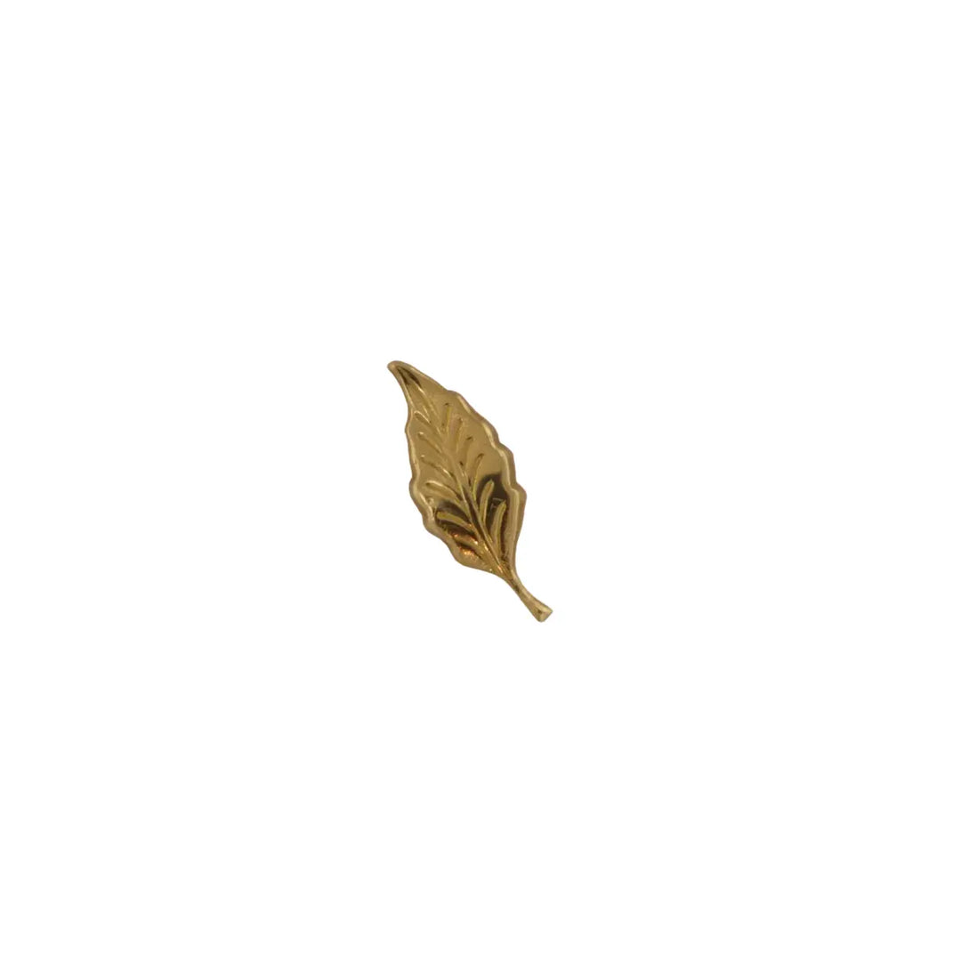 Anhänger, filigran, Blatt, vergoldetes Messing, 32x12mm 