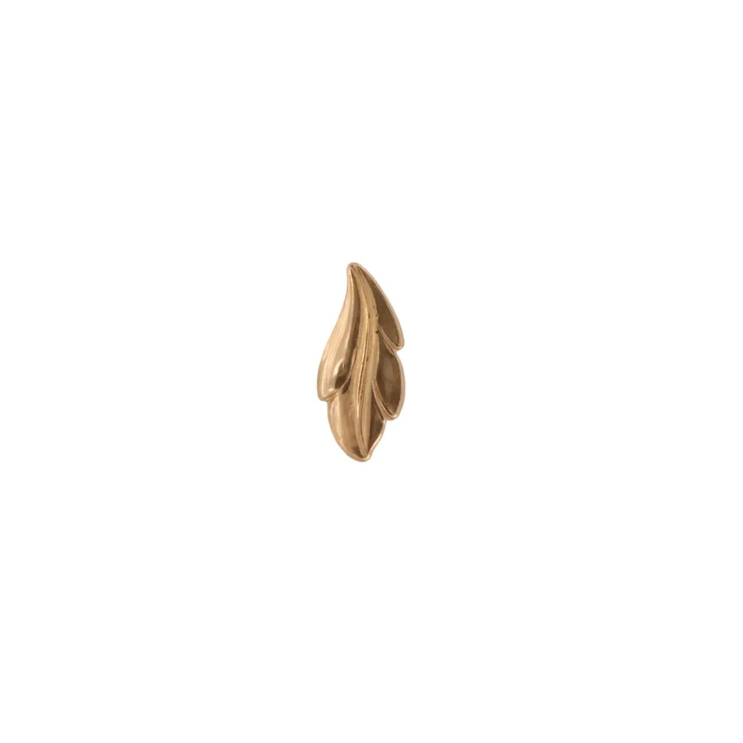 Anhänger, filigran, Blatt, vergoldetes Messing, 32x15mm 