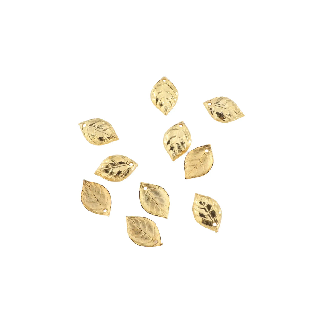 Anhänger, Buchenblatt, vergoldetes Messing, 15x10 mm. Großeinkauf 