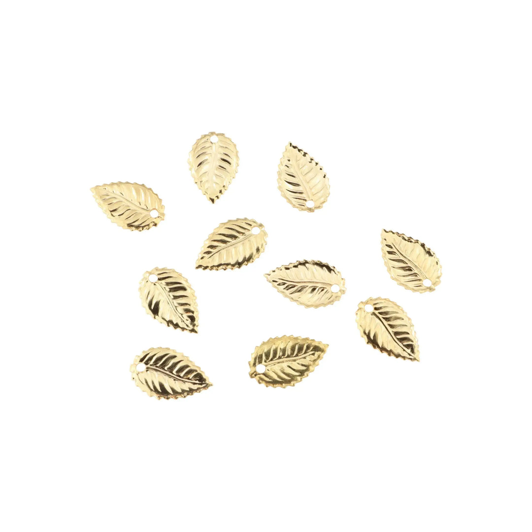 Anhänger, Kirschblatt, vergoldetes Messing, 15x10 mm. Großeinkauf 