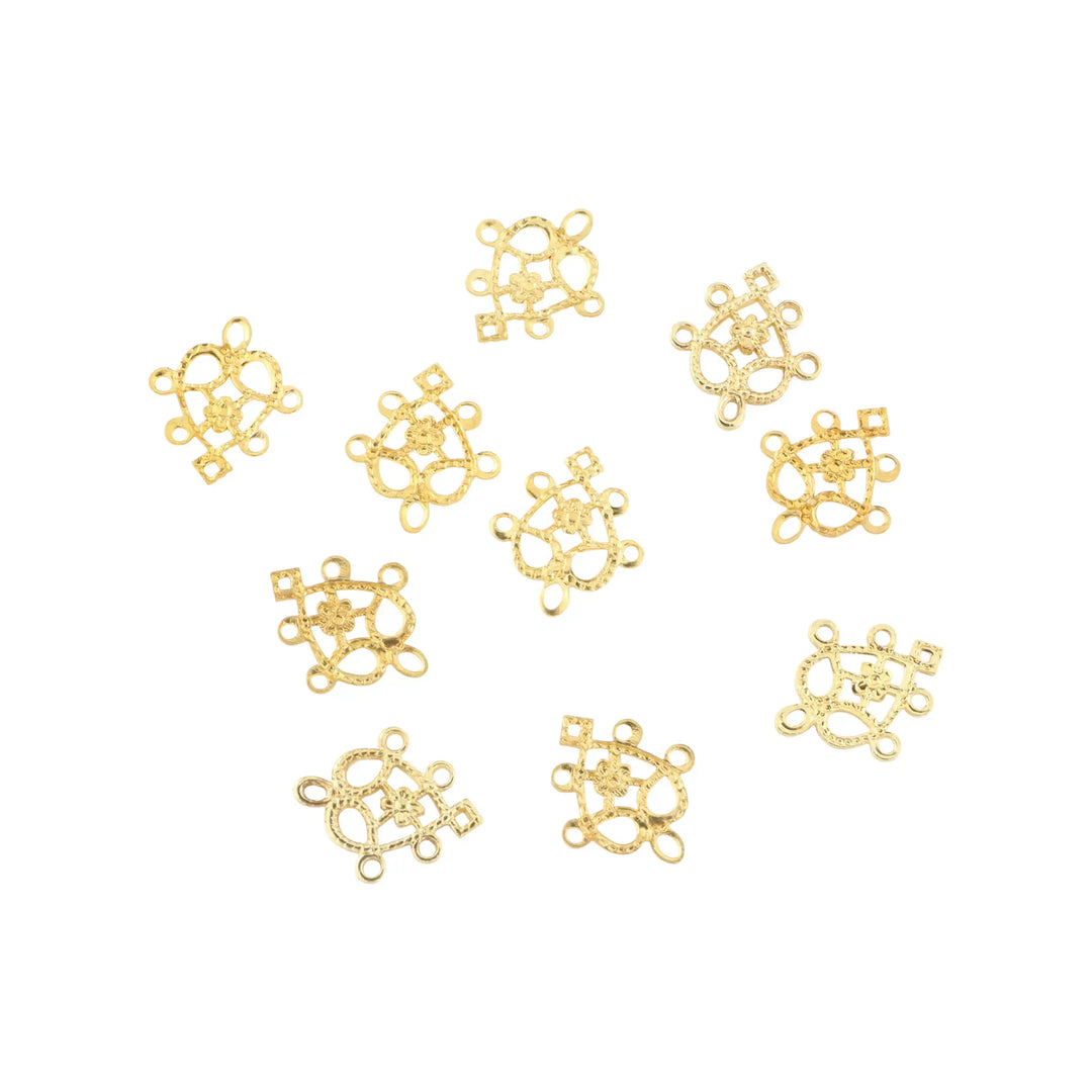 Anhänger, filigranes Herz, vergoldetes Messing, 14x12 mm. Großeinkauf 