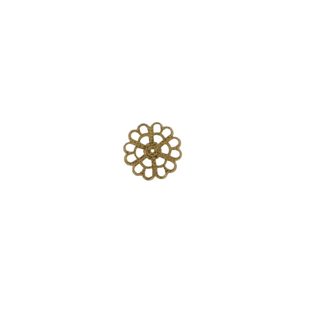 Anhänger, filigran, Blume, vergoldetes Messing, 15x15mm 
