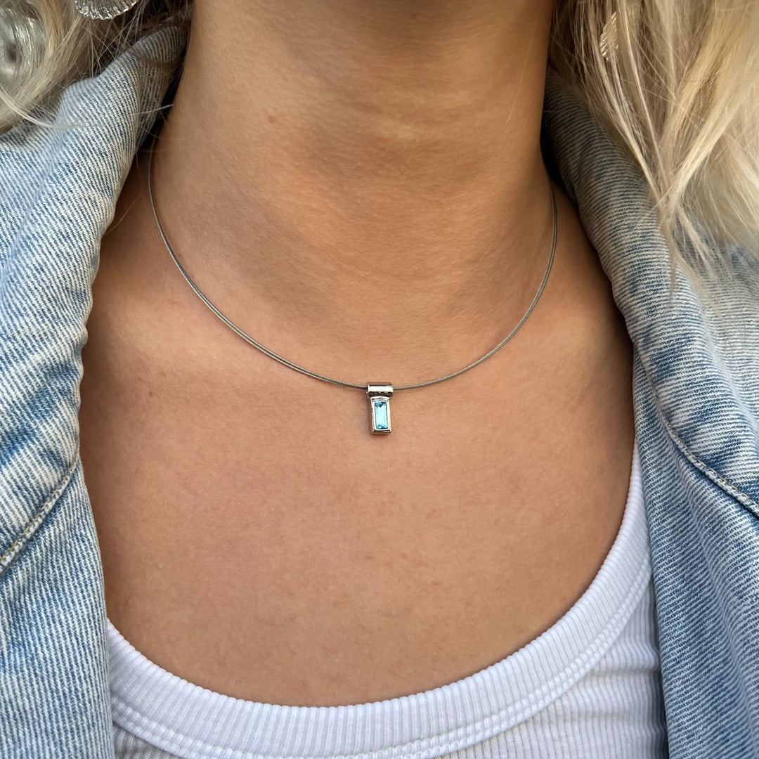 Halskæde, halsring med krystal, forsølvet messing, 40 cm Beadhouse of Copenhagen