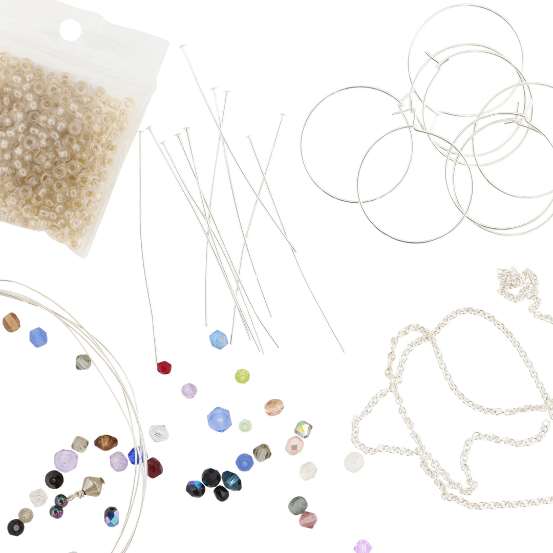 Find Diy kit, øreringe kit med perlemix og kæde, forsølvet messing hos Beadhouse of Copenhagen i dag, med en altid hurtig levering!