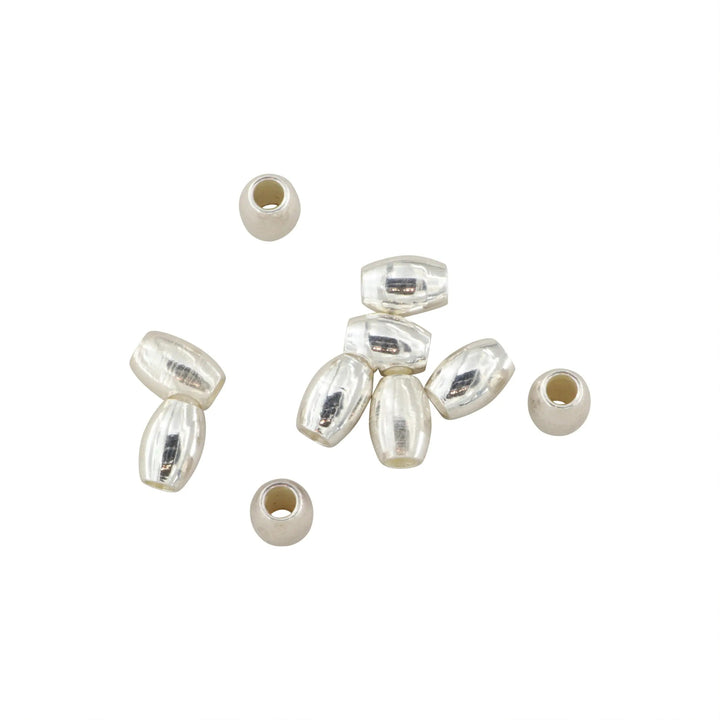 Metalperler, oval, forsølvet messing, 8-9 mm. storkøb BOC