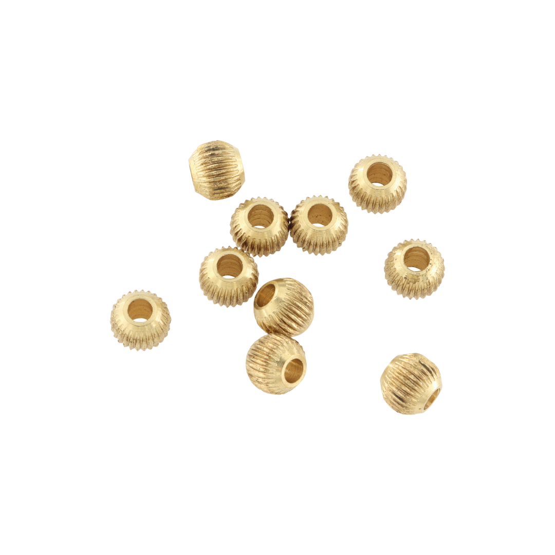 Find Metalperler, rund riflet, forgyldt messing, 7x6 mm. storkøb hos Beadhouse of Copenhagen i dag, med en altid hurtig levering!
