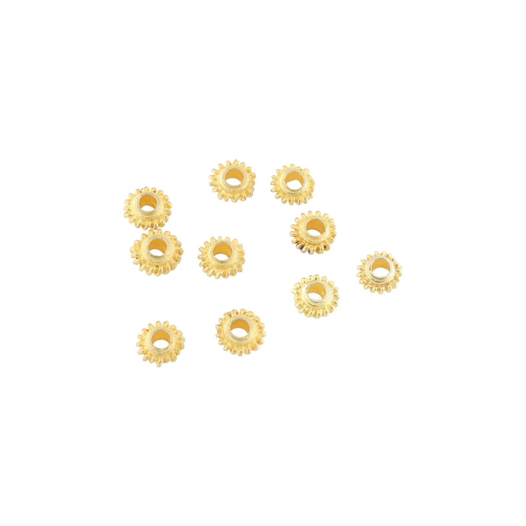 Metalperler, filigran hjul, forgyldt messing, 7x3mm. storkøb BOC
