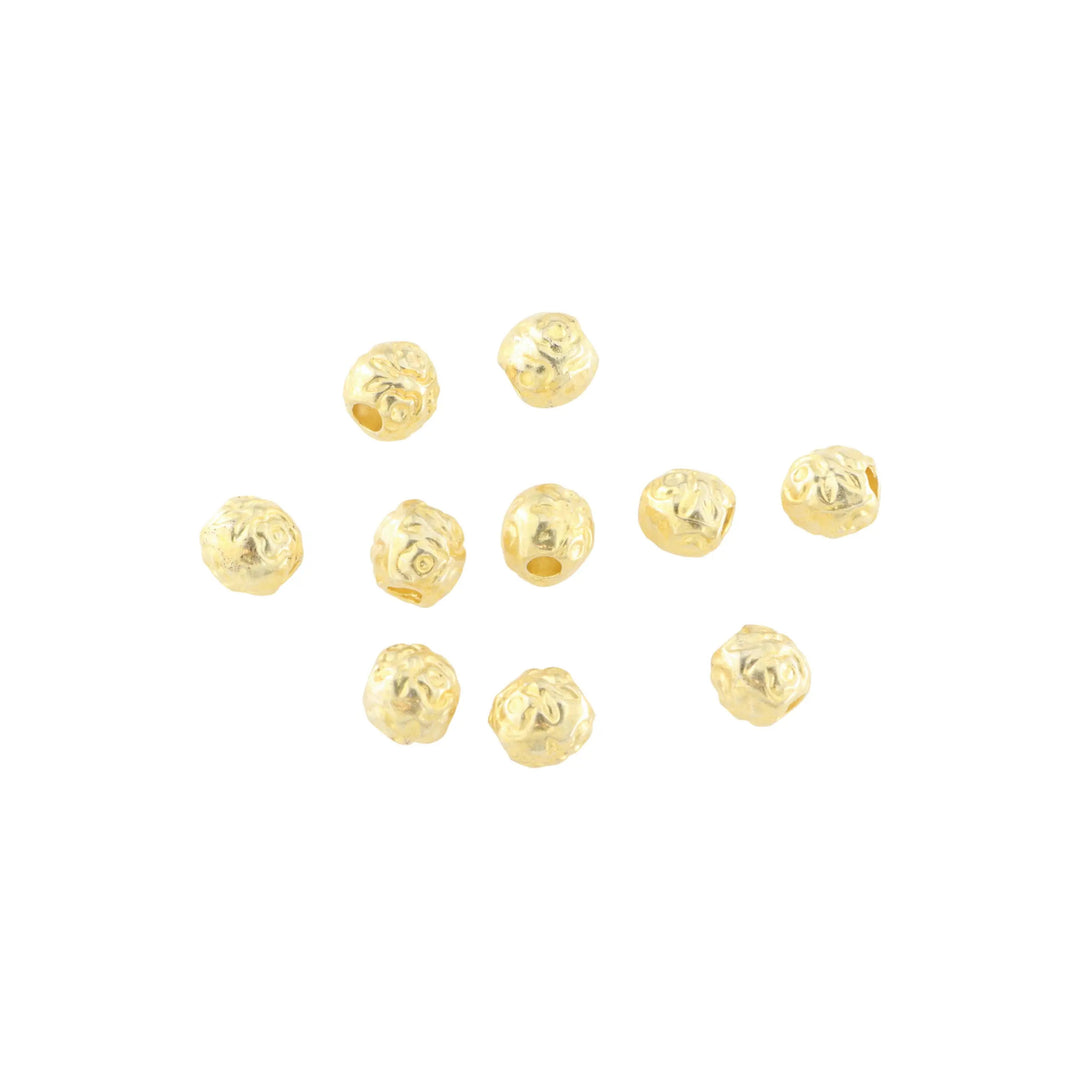 Metalperler, rund blomst, forgyldt messing, 6,5mm. storkøb BOC