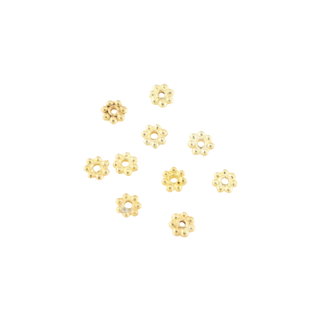 Find Metalperler, filigran blomst, forgyldt messing, 4x1 mm. storkøb hos Beadhouse of Copenhagen i dag, med en altid hurtig levering!