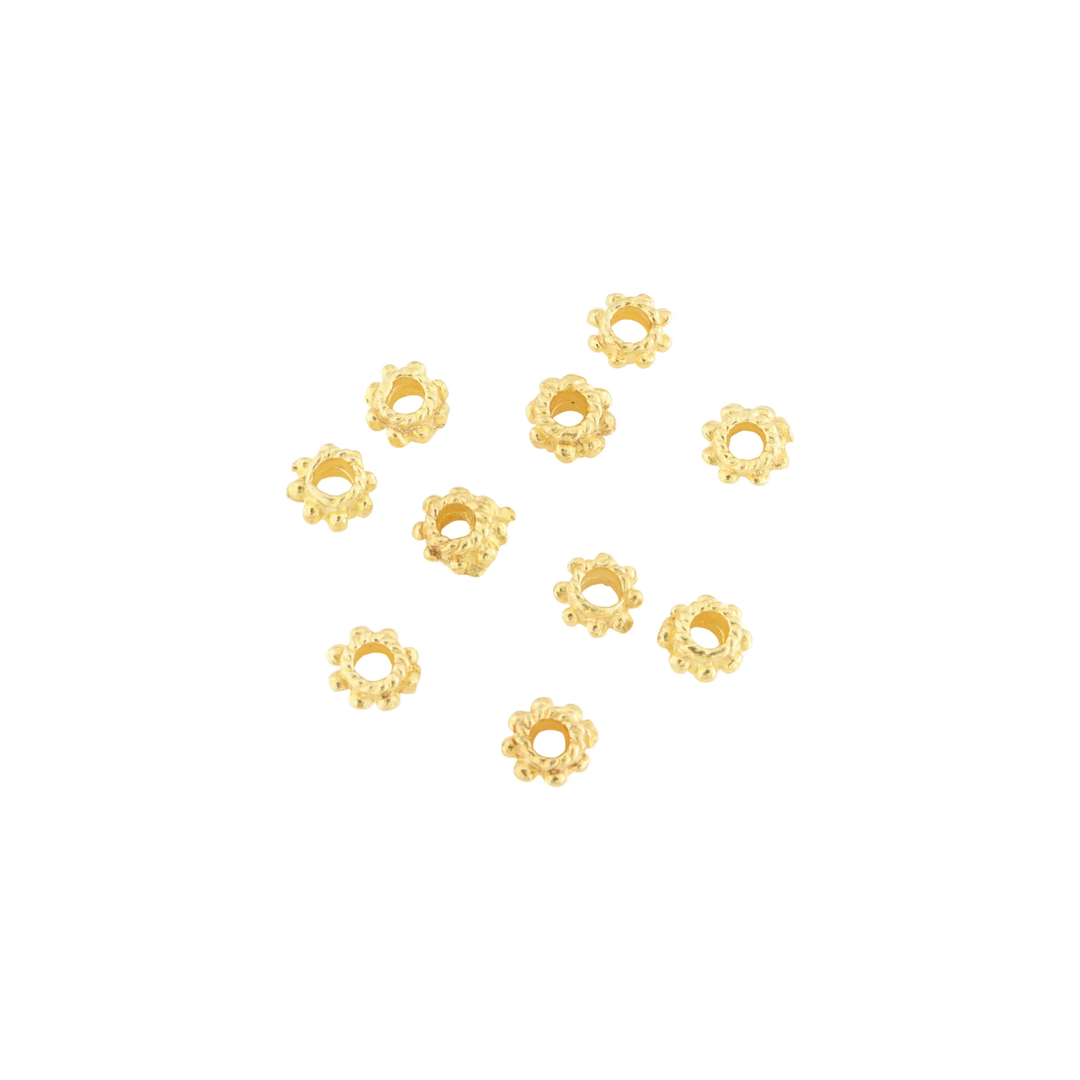 Metalperler, filigran, forgyldt messing, 5,5x3 mm, 10-1000stk BOC