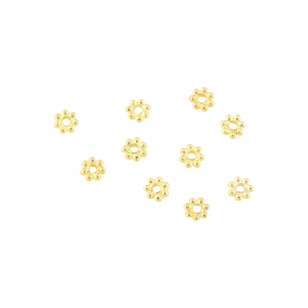 Metalperler, filigran, forgyldt messing, 7x3 mm. storkøb BOC