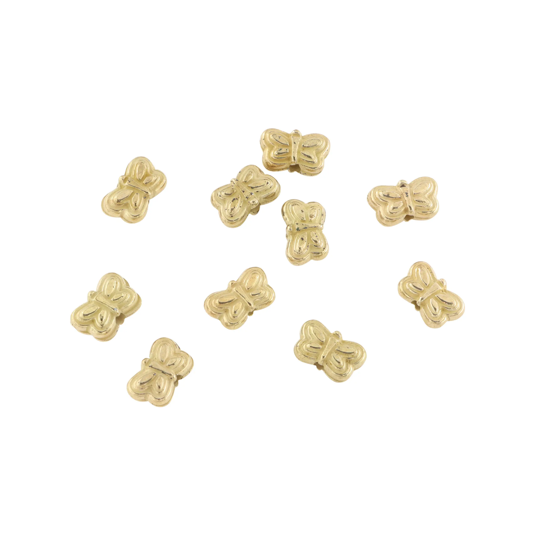 Metalperler, sommerfugl, forgyldt messing, 9x6 mm. storkøb BOC