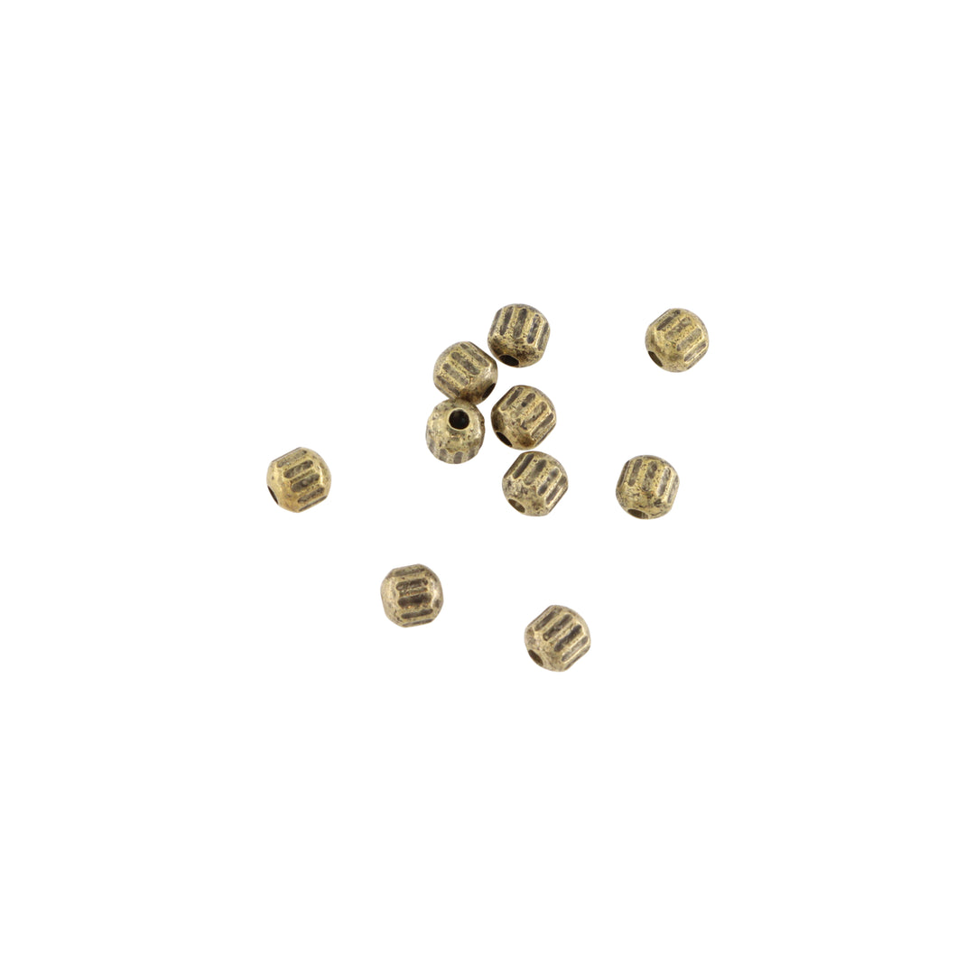Find Metalperler, rund rillet, forgyldt messing, 4x4 mm. 10-100 stk hos Beadhouse of Copenhagen i dag, med en altid hurtig levering!