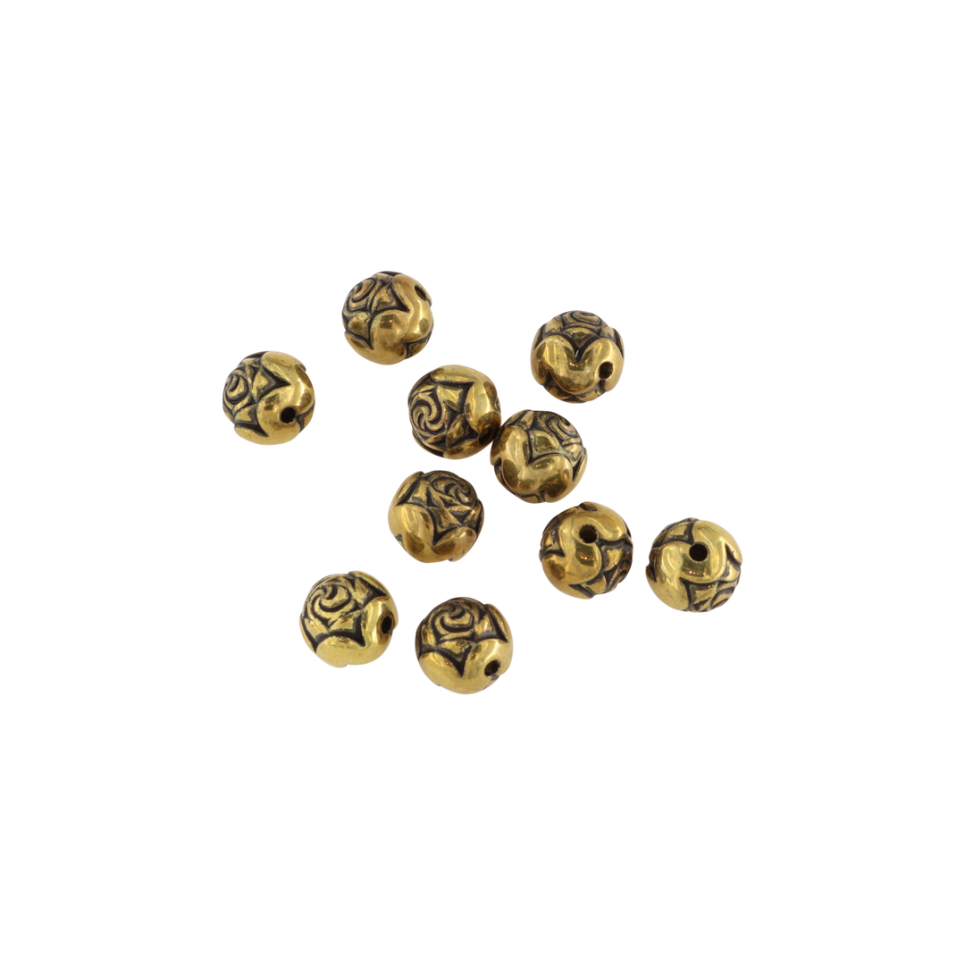 Find Metalperler, rund rose, forgyldt messing, 9x9 mm, 10-1000stk hos Beadhouse of Copenhagen i dag, med en altid hurtig levering!