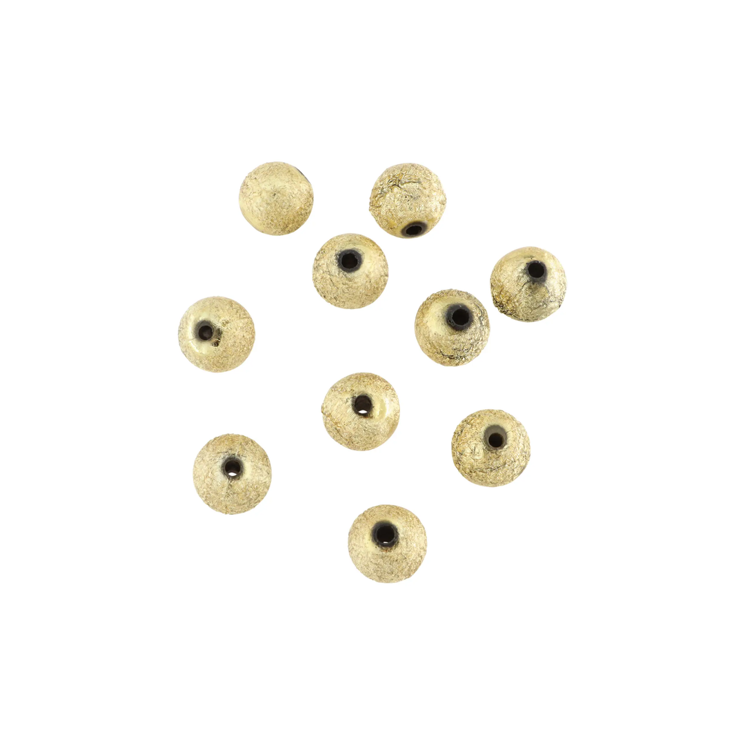 Plastikperler, rund tekstur, forgyldt plastik, 12 mm. 10-100 stk BOC