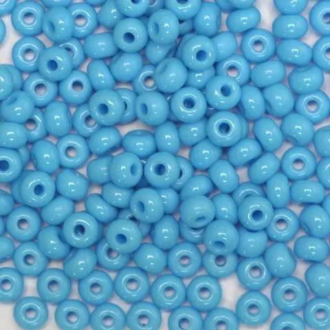 Blå glasperler, preciosa, natural opaque turquoise, storkøb Preciosa