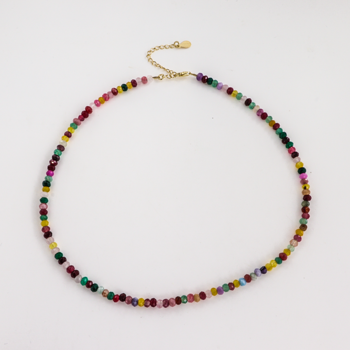 Halskæde, mix agat, sterlingsølv/forgyldt sølv, 40-45 cm BOC