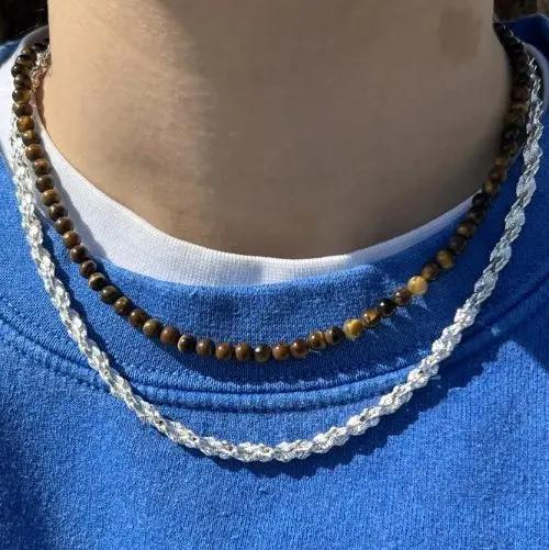 Halskæde, chunky singapur kæde, forsølvet messing, 47 cm/5 mm Beadhouse of Copenhagen