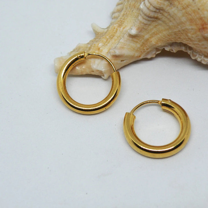 Øreringe, hoops, 16 mm, sterlingsølv og forgyldt sterlingsølv BLT