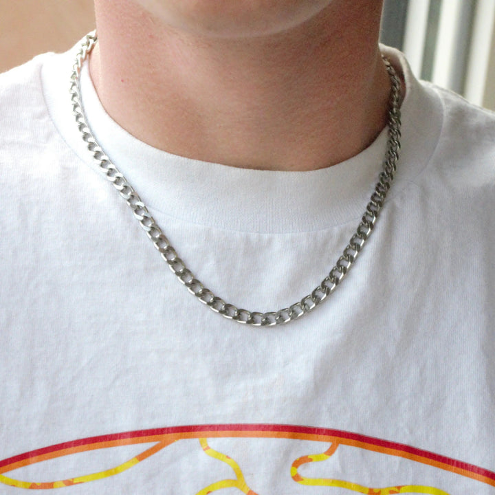 Halskæde, chunky panser facet kæde, stål, 40-60 cm/5,5 mm BLT