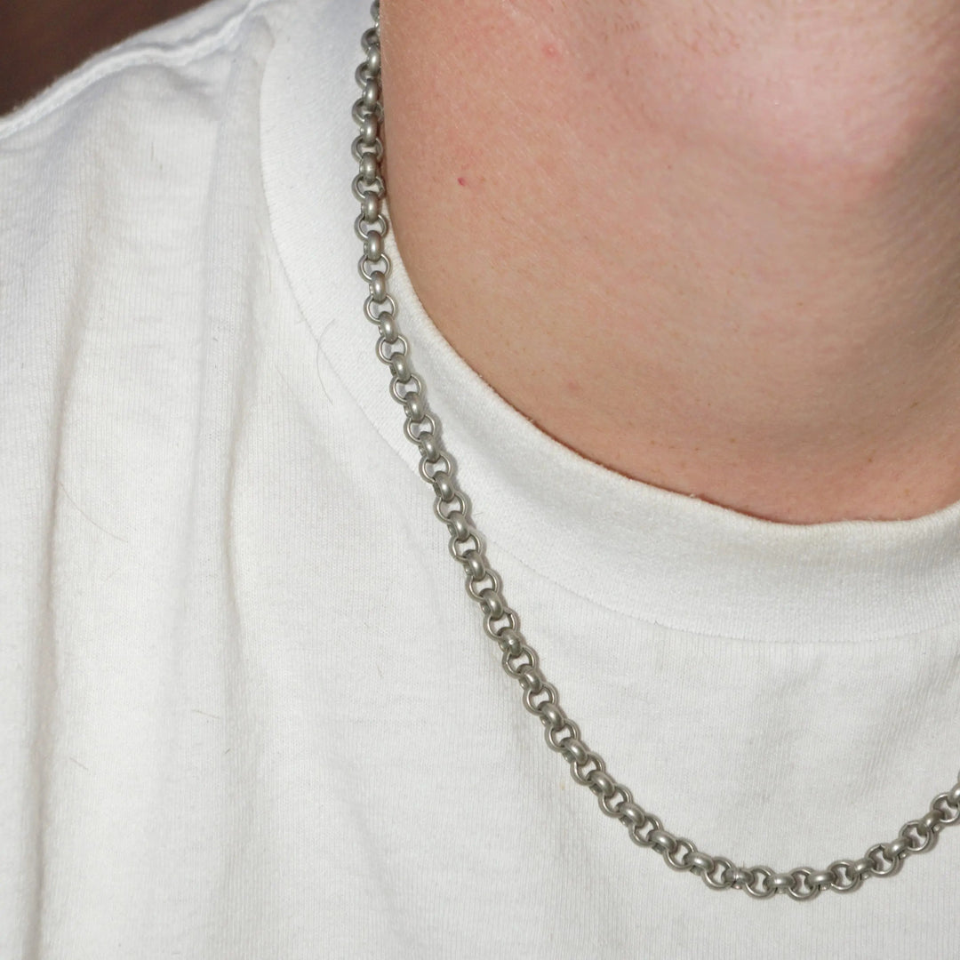 Halskæde, ærtekæde med bidsel lås, forsølvet messing, 51 cm/5,5 mm Beadhouse of Copenhagen