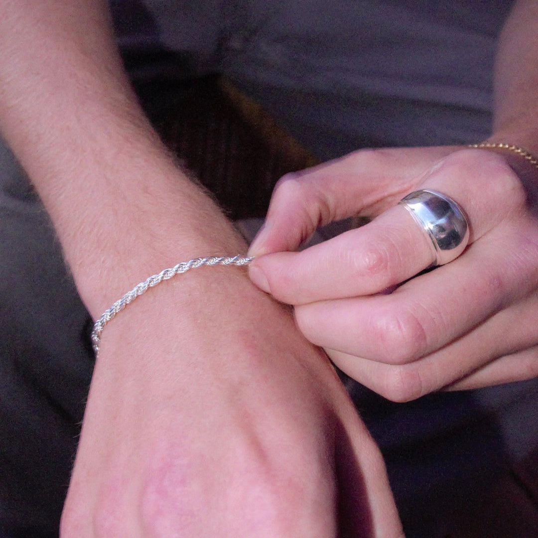 Armbånd, cordel kæde, sterlingsølv, 16-19 cm/3,2 mm Spain