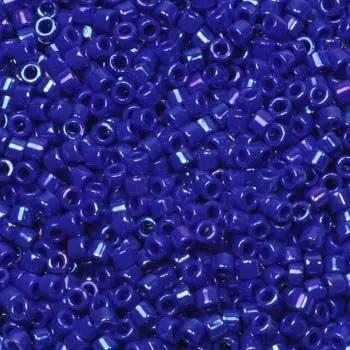 Blå glasperler, miyuki delica beads, opaque luster cobalt Krea