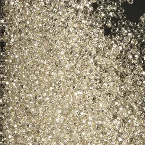 Klare Glasperlen, preciosa seed beads, silberfarbener Kristall 