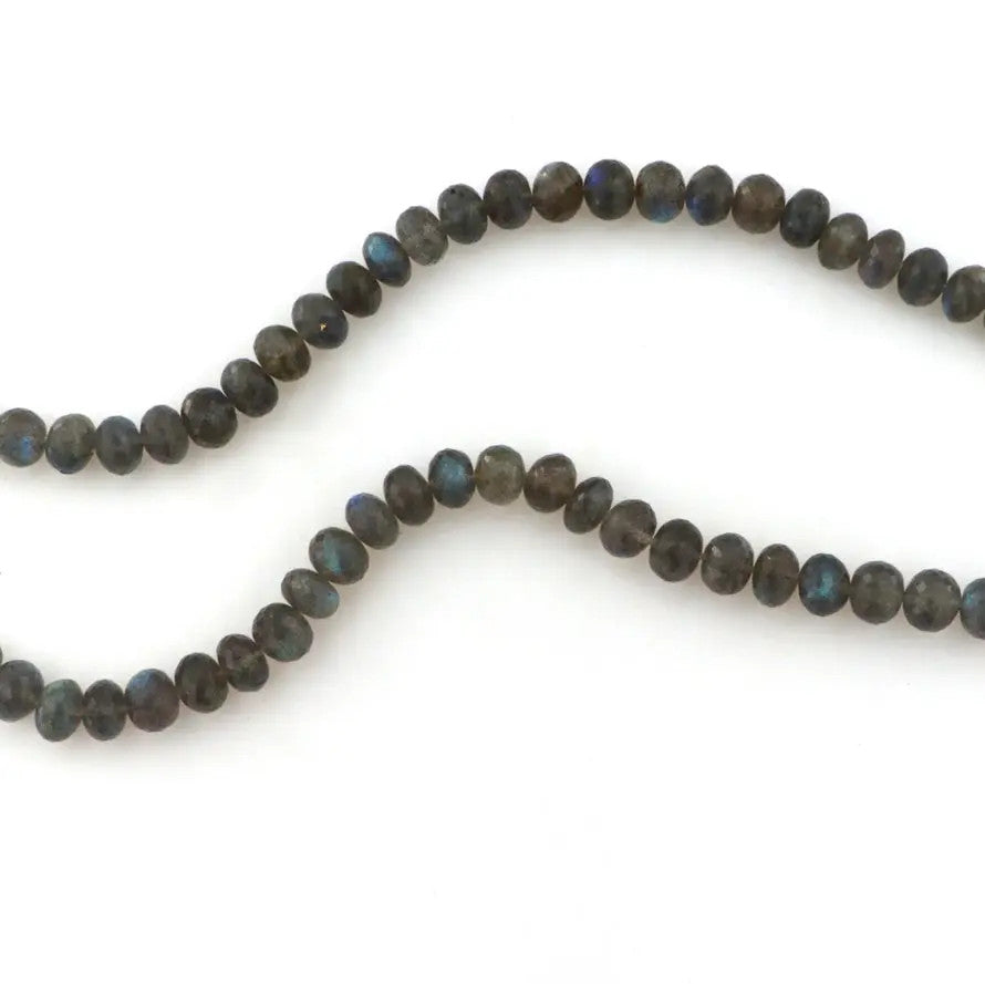 Smykkestensperler, string, labradorit rondel facetteret, 41 cm/8 x 7 mm BOC