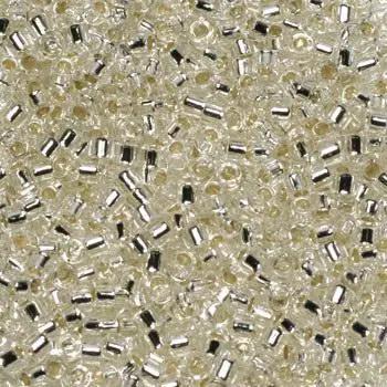 Sølv glasperler, miyuki delica beads, silverlined crystal Krea