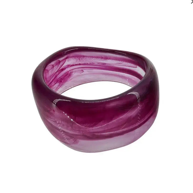 Armband, klobiger Armreif, Kunststoff, 19 cm, braun/lila 