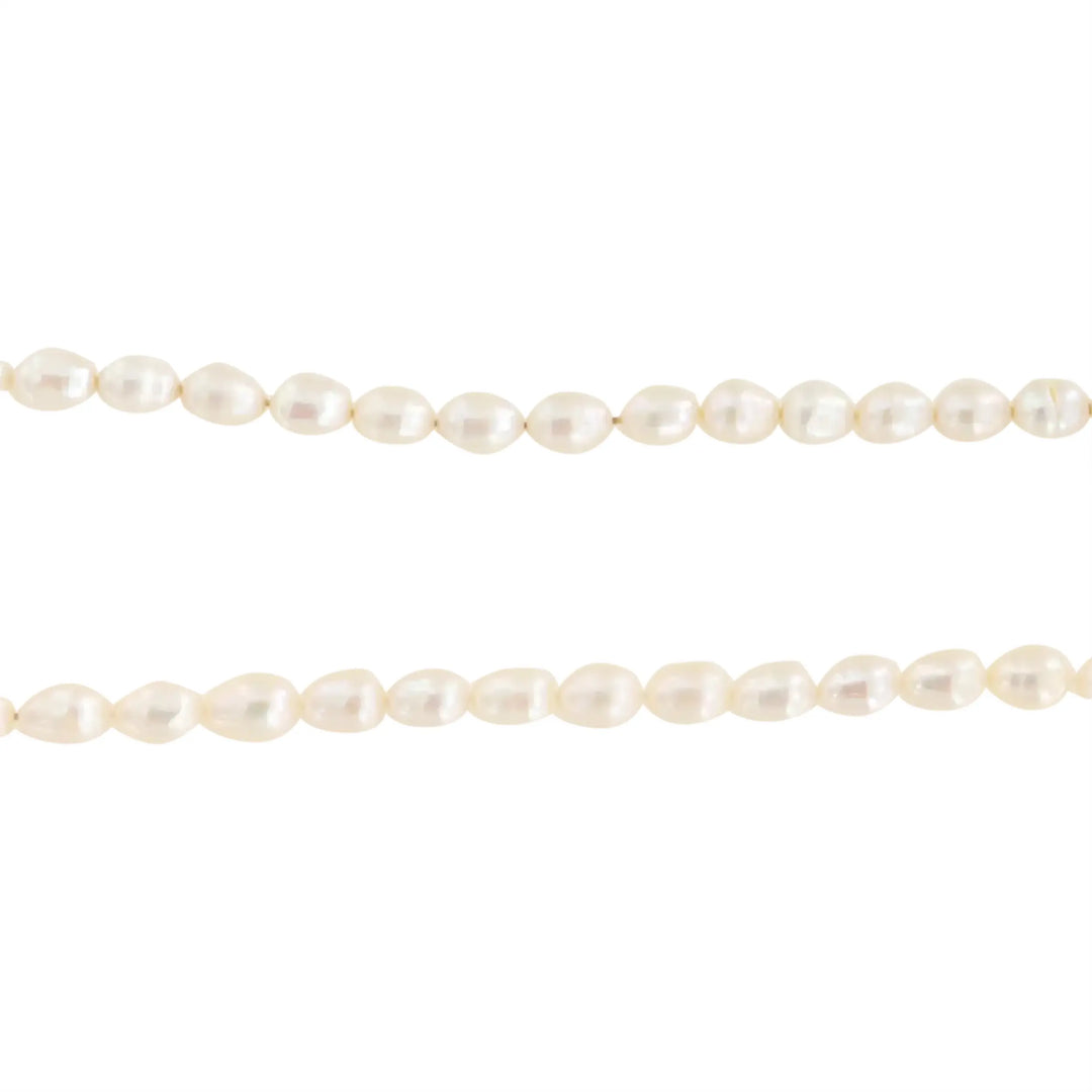 Ferskvandsperler, string, hvid rice, 37 cm/ 7 x 9 mm 