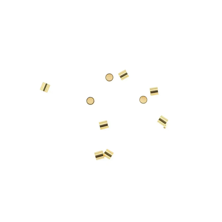 Klemmeperler i 24 karat forgyldt messing, crims 2x2 mm 