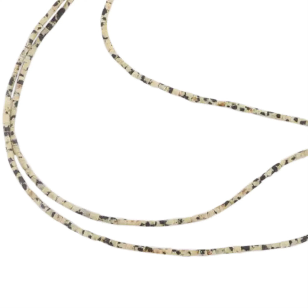 Edelsteinperlen, Schnur, Dalmatiner-Jaspis matt, Rohr 2,5 x 3-3,5 mm 