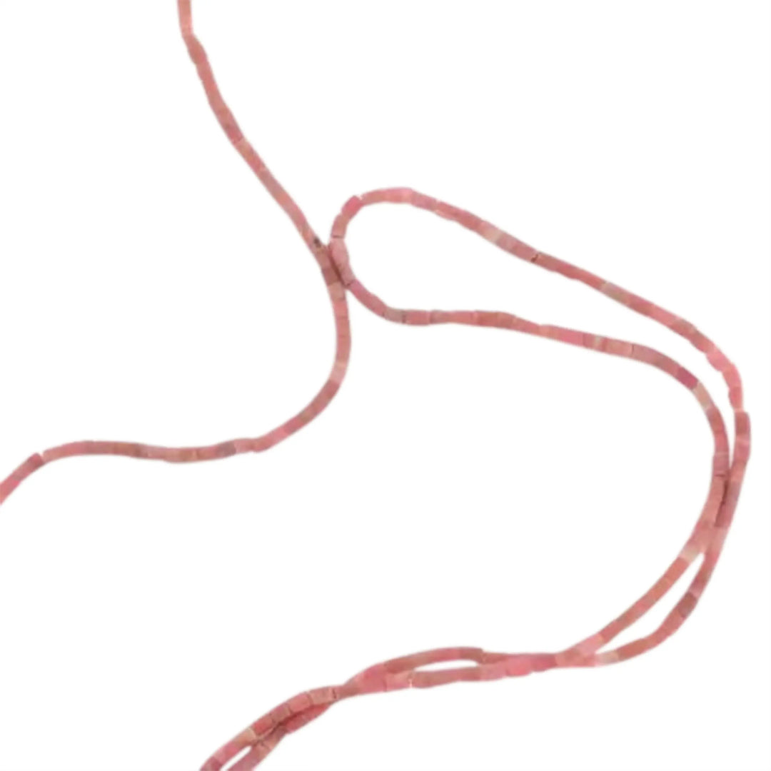 Edelsteinperlen, Schnur, Rhodonit-Röhrenperle matt, 41 cm 