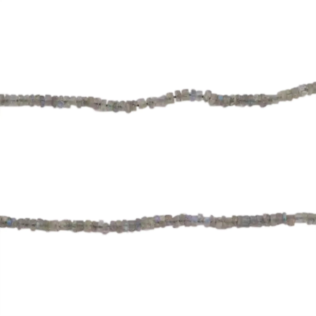 Edelsteinperlen, Schnur, Labradorit-Rund facettiert, 37,5 cm/4x2mm 
