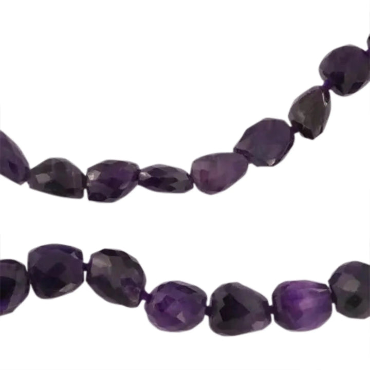 Edelsteinperlen, Strang, Amethyst Dark Nugget facettiert, 20 x 17 mm 