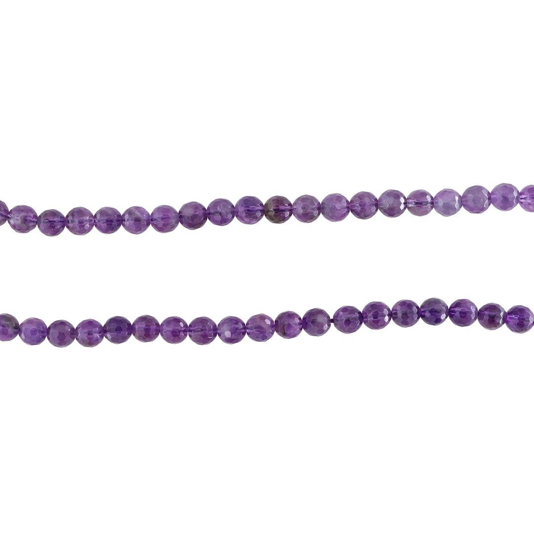 Smykkestensperler, string, ametyst rund facetteret, 38 cm/8 mm BOC