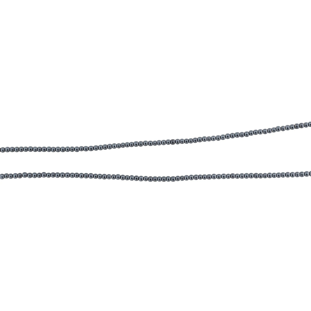 Smykkestensperler, string, hæmatit rund, 43 cm/2 mm, storkøb BOC