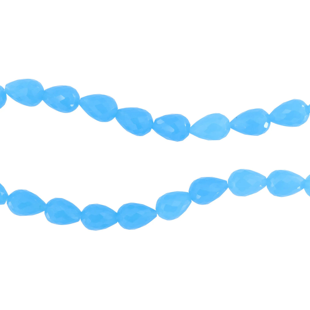 Smykkestensperler, string, calcedon, facetteret dråbe, 40 cm/13 x 19 mm BOC